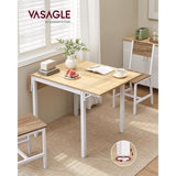 Uitschuifbare Eettafel Voor 2–4 Personen – Opvouwbare Keukentafel In Naturel Eiken En Wolkwit – VASAGLE Tafel Met Inklapbare Zijkanten – Ruimtebesparende Tafel Met Stalen Frame – 78 x 120 cm – Compact En Stevig Ontwerp