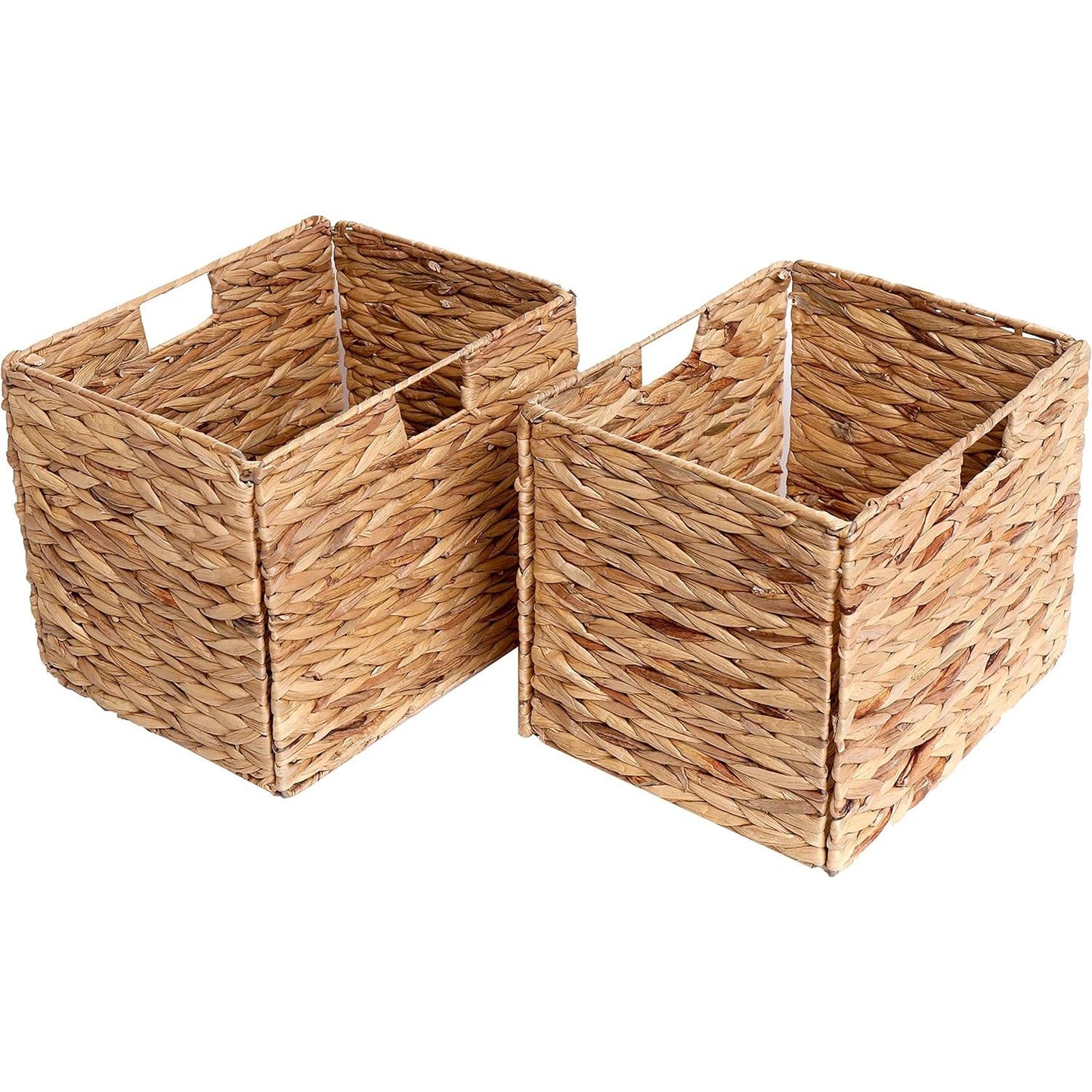 Set van 2 Natuurlijke Waterhyacint Opbergmanden 12x12 inch - Perfect voor Slaapkamer, Woonkamer & Kinderkamer, Stijlvolle Geweven Manden voor Schappen