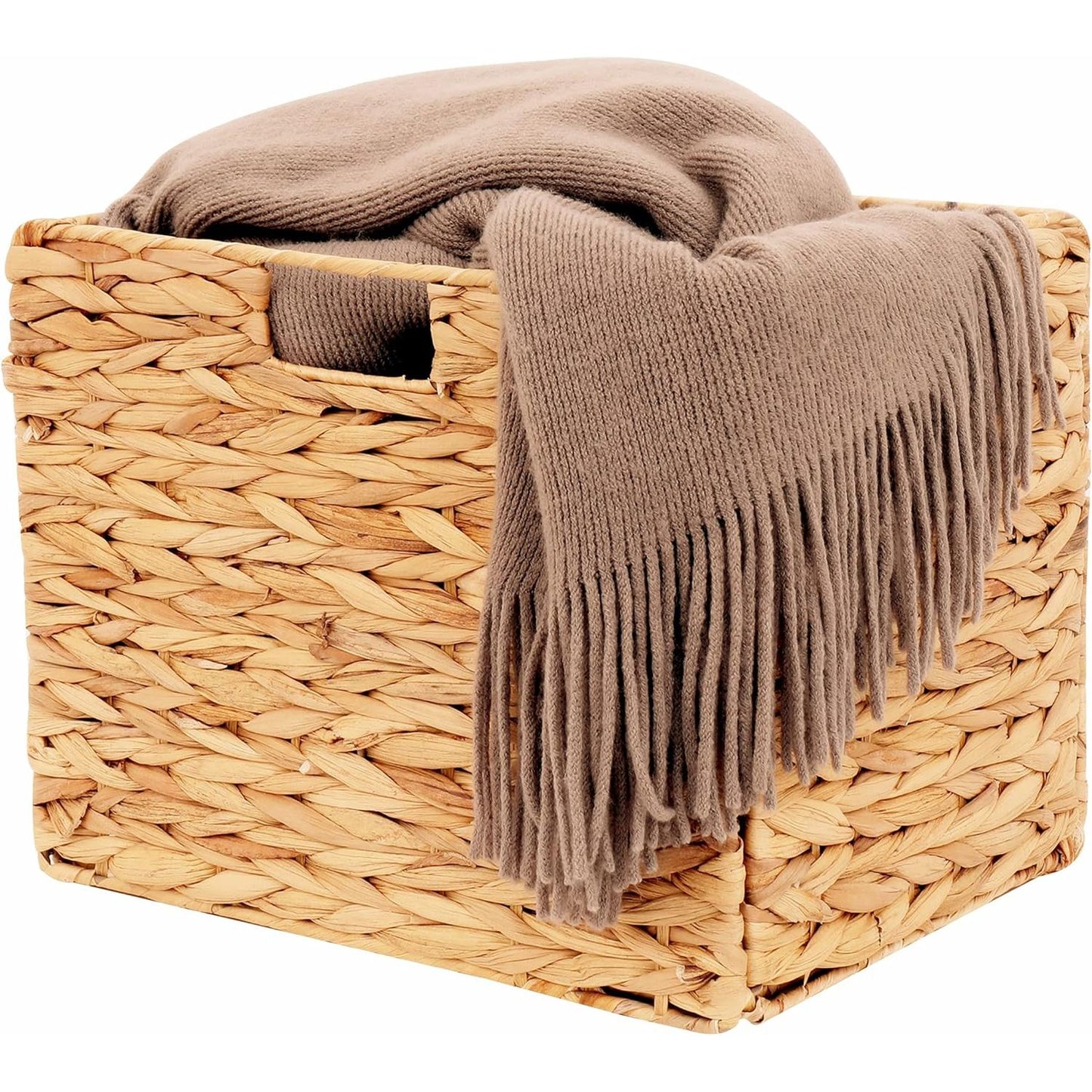 Set van 2 Natuurlijke Waterhyacint Opbergmanden 12x12 inch - Perfect voor Slaapkamer, Woonkamer & Kinderkamer, Stijlvolle Geweven Manden voor Schappen