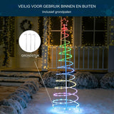 6FT Geanimeerde Spiraalvormige Kerstboom - 135 LED Pre-Lit Multicolor Lichten - Slimme Kerst Yard Decoratie - Voor Binnen/Buiten - Tuinverlichting - 16 Kleuren & 8 Lichtmodi - Inclusief Afstandsbediening en 4 Grondpalen