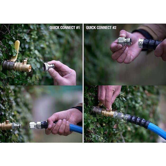 Duurzame Messing Kraan Adapter en Slangaansluiting Set, Zilver - 14.5 cm x 8 cm x 3.25 cm - Eenvoudige Snelkoppelingen voor Tuinslangen en Kranen,