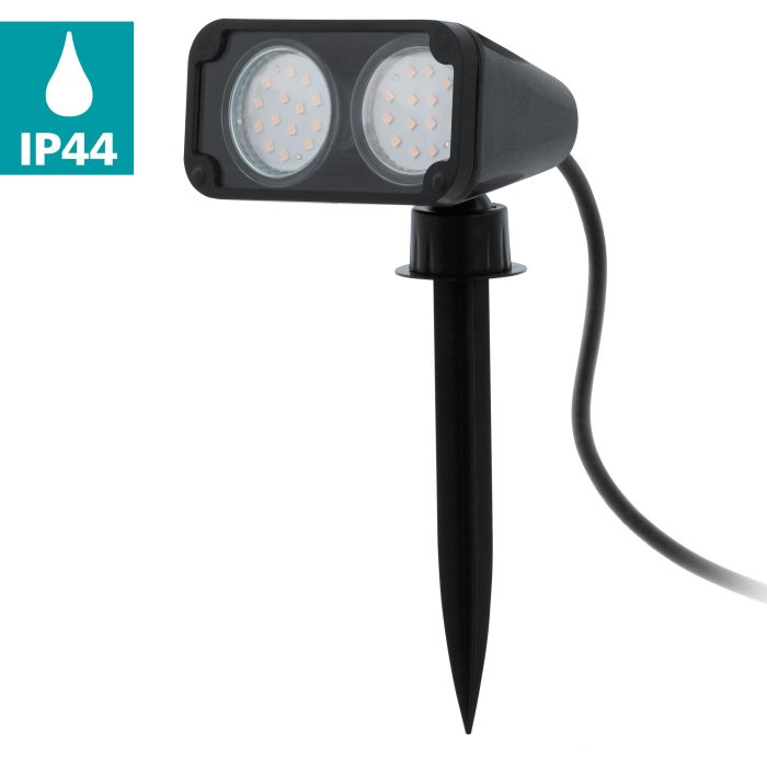 NEMA 1 Grondpin - LED Tuinspot - Zwart Kunststof - Verstelbare Kop - Inclusief GU10 LED - IP44 Spatwaterdicht - 3000K Warm Wit Licht - 250 Lumen - 115x115x180 mm - Met Kabel en Stekker