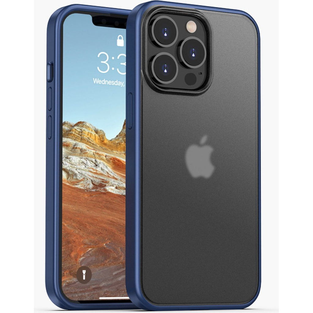 Premium iPhone 13 Schokbestendige Beschermhoes - Elegante Blauwe Frosted Bumper Case, Perfecte Pasvorm & Duurzaam Materiaal - Bescherm Jouw Telefoon in Stijl