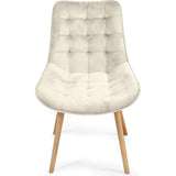 2 Stuks – Eetkamerstoelen – Velvet Fluwelen Stoelen – Gestoffeerde Keukenstoelen – Houten Poten – Comfortabele Zitting – Moderne Stoelenset – Set van 2 – Crème Kleur – Zachte Stof – Eetkamer – Woonkamer – Slaapkamerstoelen