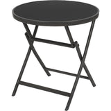 BRUBAKER Milano – Inklapbare Ronde Tafel – Ø 70 cm – Glazen Tafelblad – Metaal – Weerbestendig – Antraciet – Te Gebruiken als Bijzettafel of Eettafel – Voor Binnen en Buiten