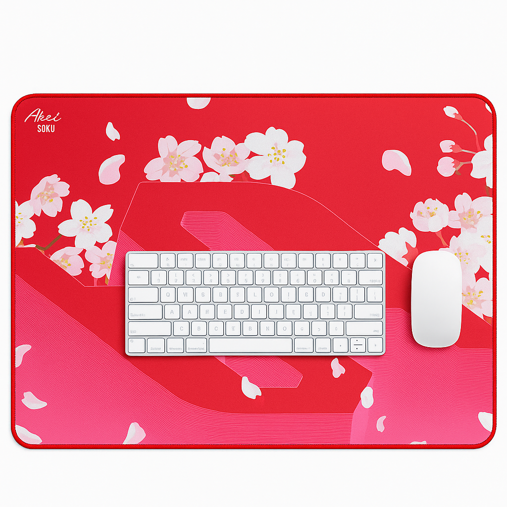Soku Akai - X2 Gaming Muismat - Limited Edition AKAI Sakura Muismat - Desktop Mat Sakura Ontwerp, Precisiegerichte Stofoppervlak, 480x400x4mm, Anti-slip Rubberen Basis, Duurzaam en Stijlvol