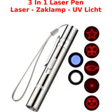 3 In 1 - LED Laser Katten Speelgoed - Huisdier Interactief LED-licht Speelgoed - USB Oplaadbaar - Inclusief Twee Muizenspeeltjes - Honden En Poezen Laser Pen - Met Zaklamp En UV Licht Functie - Zilver