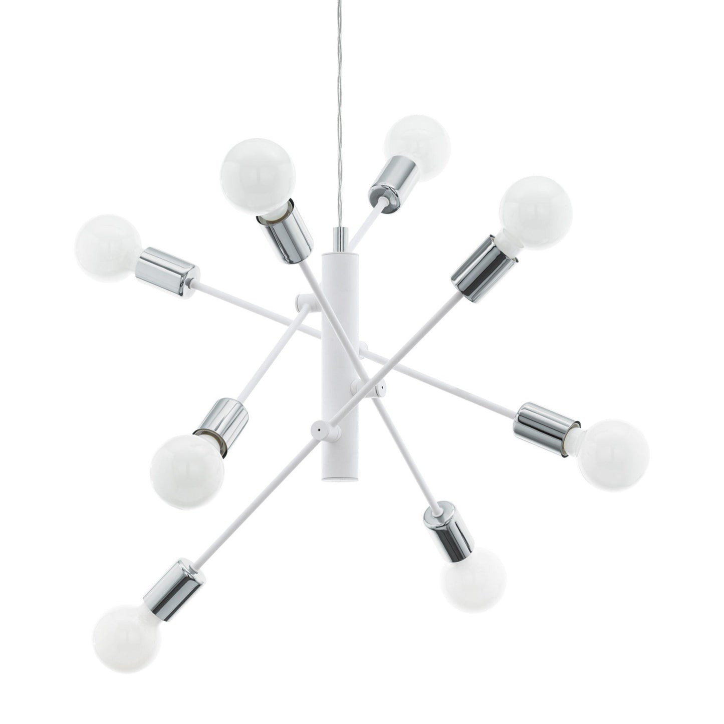 EGLO - GRADOLI Hanglamp - Wit Staal Met Chromen Details - 8 Verstelbare Armen - Minimalistisch En Futuristisch Design - Geschikt Voor E27 Lampen - 710mm Diameter - Verstelbare Hoogte Tot 1100mm