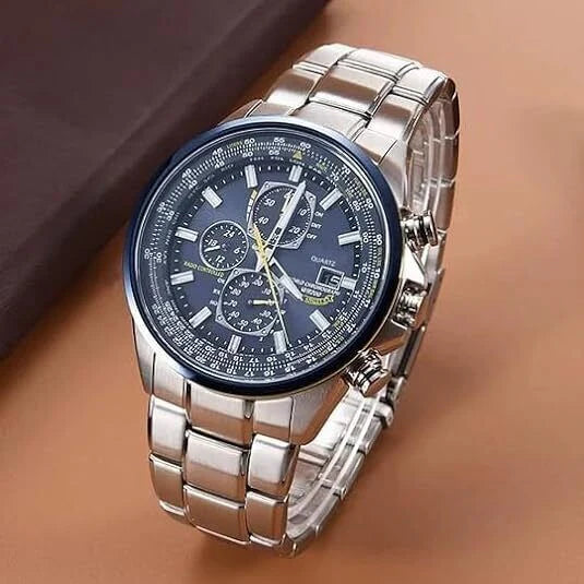 Luxe-Herenhorloge - Quartz-Chronograaf - Waterdicht-Polshorloge - Stijlvol-Zakelijk-Horloge - RVS-Behuizing - Metalen-Band - Multifunctioneel-Polshorloge - Elegant-Ontwerp - Ideaal-Voor-Gelegenheden - Nauwkeurige-Tijdweergave