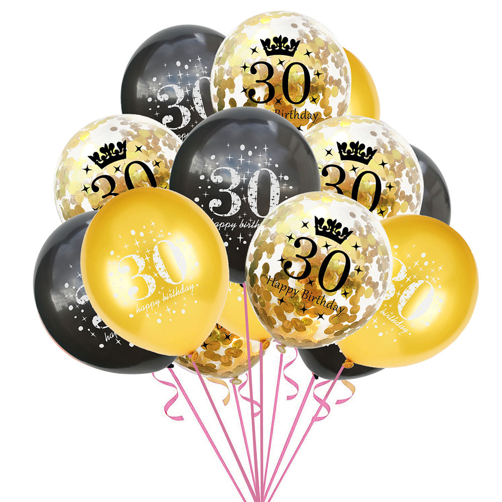 Feestelijke 17/ 21/ 30/ 50ste Verjaardagsballonnen Set - 18 Elegante Stuks in Zwart, Roségoud & Confetti - Ideaal voor Verjaardagsdecoratie van Mannen en Vrouwen - Inclusief Gouden Confetti Ballonnen, Groot Formaat voor een Onvergetelijke Viering