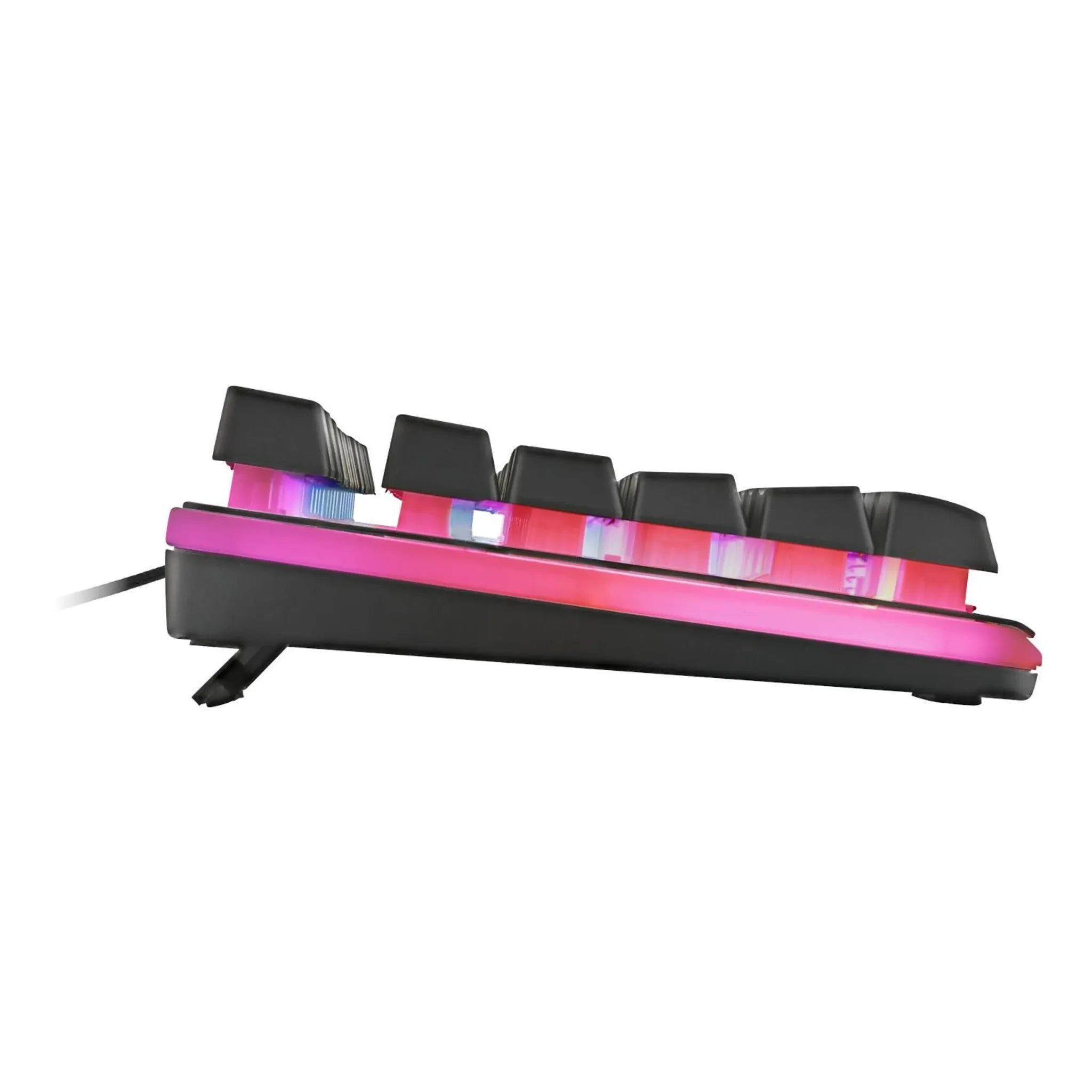 Deltaco Gaming toetsenbord – RGB verlicht gaming keyboard – QWERTZ layout met anti ghosting 25 toetsen – membraan toetsenbord met floating keycaps – USB bedraad toetsenbord – 435 x 135 x 20 mm – ergonomisch S design
