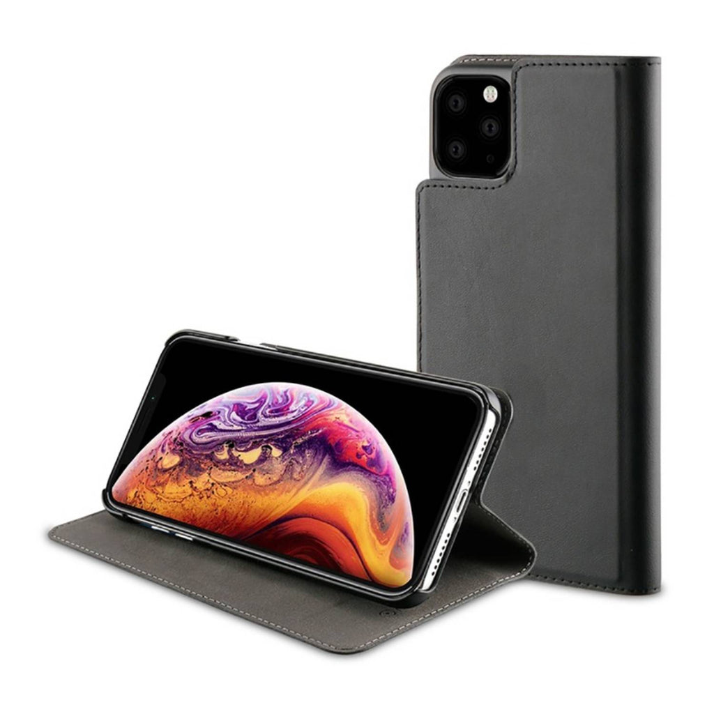 iPhone 11 Flip Hoesje – PU Leren Boekhoesje – Magnetische Sluiting – Wallet Case met Kaarthouder – Telefoonstandaard – Luxe Mat Zwart