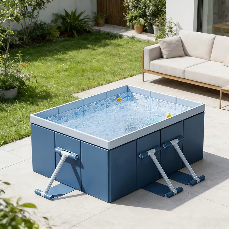 Color Fun Opvouwbaar Zwembad 150 x 115 x 50 cm – Niet-opblaasbaar Familiezwembad met Steunpoten – Stevig PVC – Voor Kinderen & Gezin – Tuin, Terras & Camping