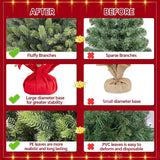 Yaheetech Mini Kunstkerstboom - 61 cm Hoog - Tafelkertboom met Cementbasis in Rode Stoffen Zak - Compacte Onverlichte Kerstdecoratie - Groene PE Naalden - 1 Stuk