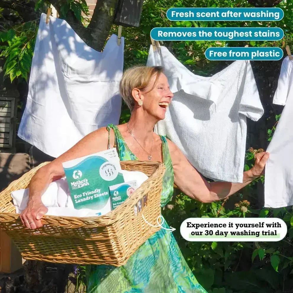 120 Stuks - Mother's Earth Wasstrips - Laundry Sheets voor Wasmachine en Handwas - Oplosbare Wasmiddelstrips Zonder Vloeibaar Wasmiddel - Geconcentreerde Wasblaadjes Wasvellen voor Witte Bonte en Gekleurde Was - Compact Wasmiddel in Stripvorm