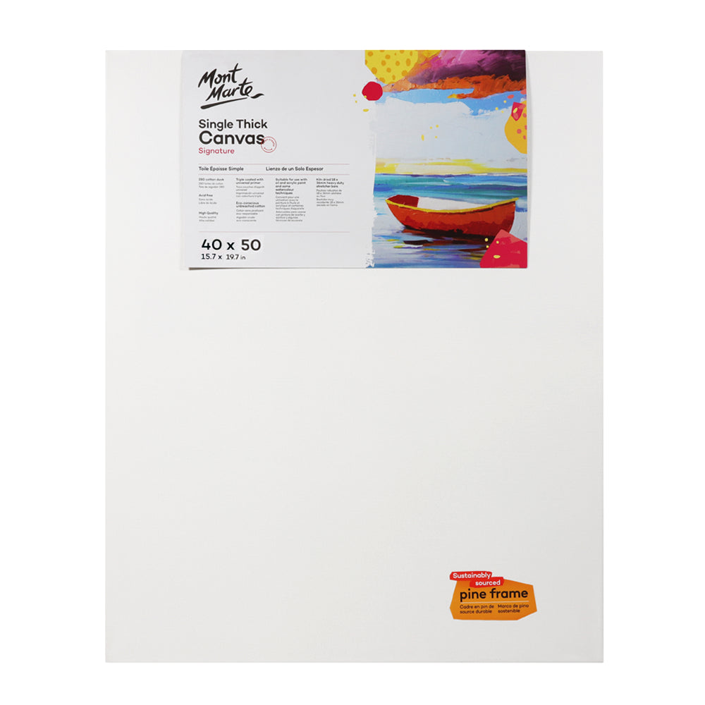 Set van 5 Mont Marte Signature Canvasdoeken – Enkel Dikke Schildersdoeken 40 × 50 cm – Katoenen Doeken met Acryl Titanium Primer, Klaar voor Olie- of Acrylverf