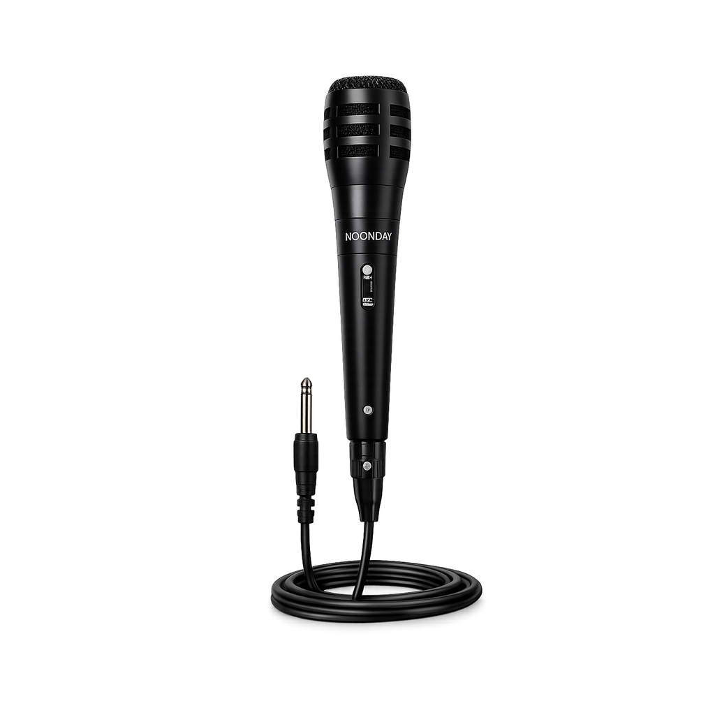 NOONDAY PARTY microfoon bedraad – karaoke microfoon met 6.3 mm jack aansluiting – zangmicrofoon met 3 meter kabel – dynamische handmicrofoon voor speaker versterker karaoke machine en live optreden zwart