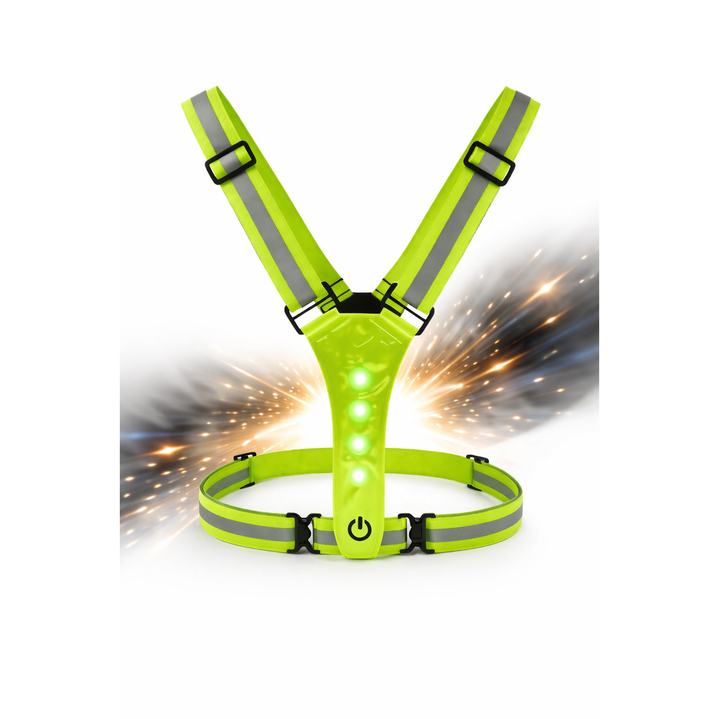 Hardloopvest met LED verlichting – reflecterend veiligheidsvest oplaadbaar – verstelbaar sportvest voor hardlopen en wandelen – zichtbaarheidsvest groen – lichtgewicht outdoor vest met LED en reflectiebanden