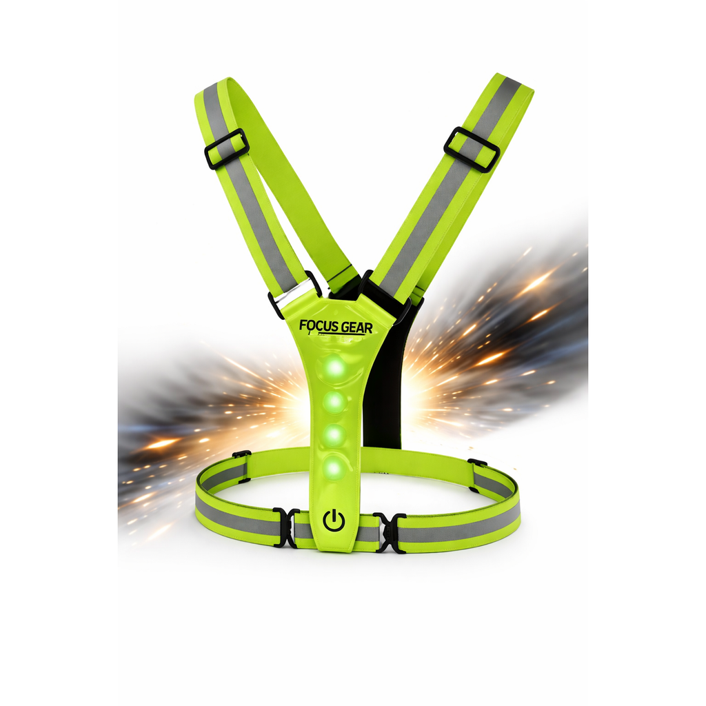 Hardloopvest met LED verlichting – reflecterend veiligheidsvest oplaadbaar – verstelbaar sportvest voor hardlopen en wandelen – zichtbaarheidsvest groen – lichtgewicht outdoor vest met LED en reflectiebanden