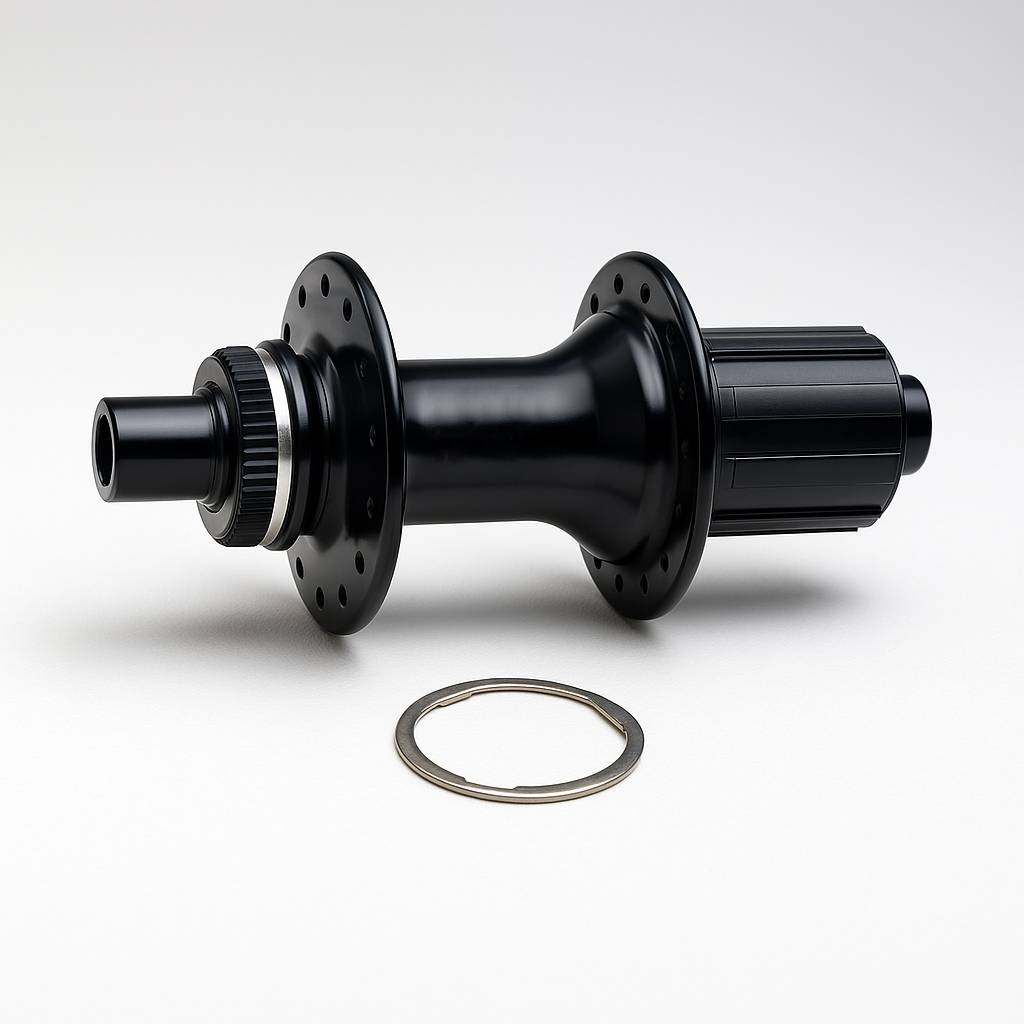 SCS - Achternaaf - 142 mm - Thru Axle Ø 12 mm - Disc Centerlock - 36 GTS Spaakgaten - Model BQ-RH30017 - HG Body 36,85 mm - 6 Pallen - 120 Ingrepen - Voor Race en Gravel - Zwart - Afgedichte Lagers