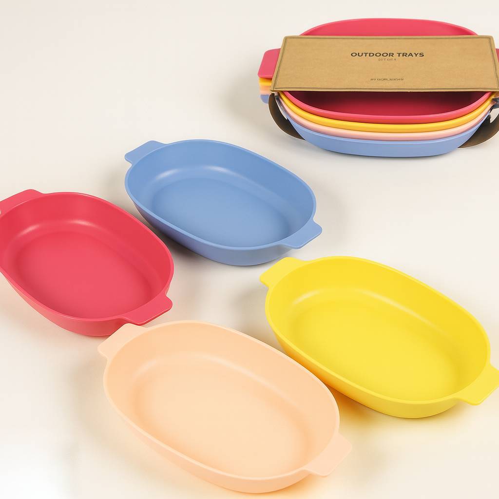Norlander Ovale Outdoor Tray – Kunststof Servies – 24 cm – Magnetronbestendig – Vaatwasserbestendig – Lichtgewicht Borden Set – Picknick – Camping – Kleurrijk Tafelservies