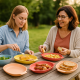 4 Stuks – Norlander Ovale Borden – Kunststof Servies – 24 cm – Magnetronbestendig – Vaatwasserbestendig – Lichtgewicht Borden Set – Picknick – Camping – Kleurrijk Tafelservies