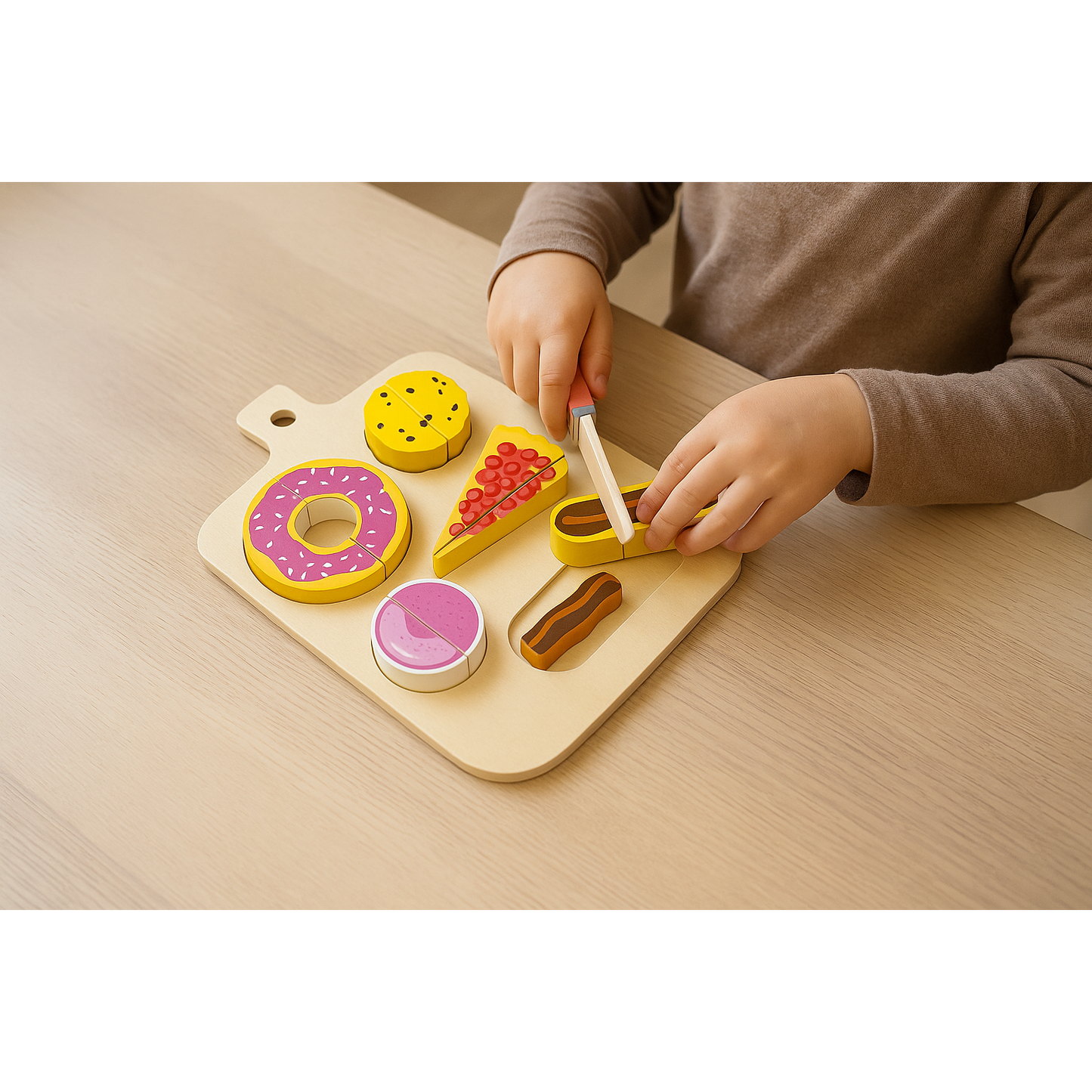 Engelhart Houten Bakkerij Snijset - Speelgoed Bakkerij - Houten Brood Snijset - Speelset met Gebak - Educatief Hout Speelgoed - Snijbaar Speelgoed Eten - Voor Kinderen vanaf 3 Jaar
