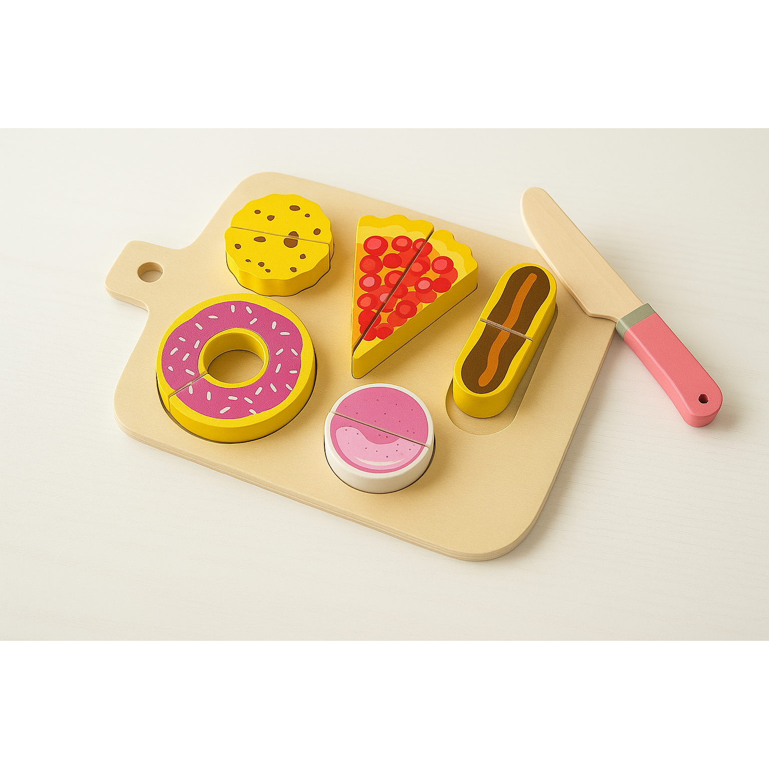 Engelhart Houten Bakkerij Snijset - Speelgoed Bakkerij - Houten Brood Snijset - Speelset met Gebak - Educatief Hout Speelgoed - Snijbaar Speelgoed Eten - Voor Kinderen vanaf 3 Jaar