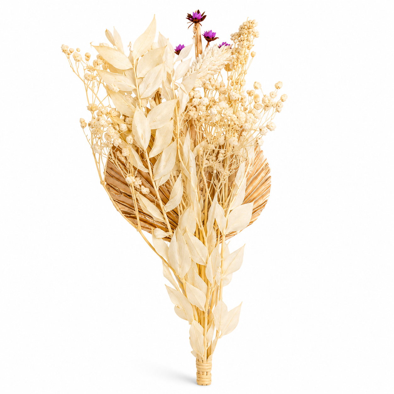 Gedroogde Bloemen Cake Decoratie - Gouden Palmblad Cake Topper met Bunny Tails en Ruscus - Droogbloemen Boeket voor Taart Decoratie Bruiloft Verjaardag Babyshower Feest en Bloemstuk Styling 30,5cm