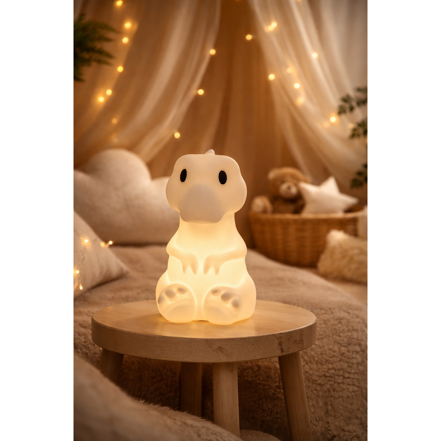 Mr Maria - Grote T-Rex Nachtlamp 25 cm - Dinosaurus Lamp Groot - Dino Kinderlamp - LED Nachtlamp Kind - Siliconen Tafellamp - Dier Nachtlamp - Warm Wit LED Licht - Dimmer In Snoer - Oplaadbare Lamp - Dino Decoratie Lamp - Afmeting 25 x 18 x 14 cm - 5W LED
