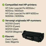 ZoomTec – Vervanging voor HP 207X W2210X/W2211X/W2212X/W2213X – Compatibele Toner Cartridges Zwart, Cyaan, Geel, Magenta – Geschikt voor HP Color LaserJet Pro M255/M282/M283 Serie – Hoge Capaciteit – Professionele Afdrukkwaliteit – W2210/1/2/3X-WC-I-V3