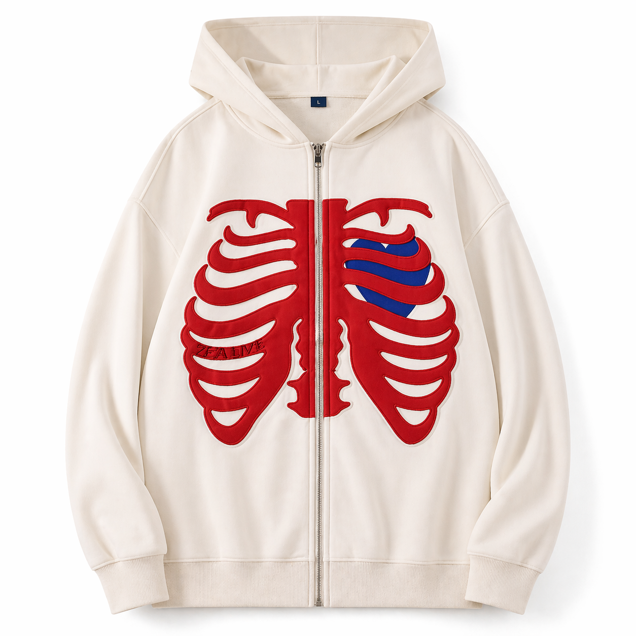 Dames Hoodie Met Rits – Skeletprint – Lange Mouwen – Casual Hoodie – Sweatshirt Met Rits – Zwarte Hoodie – Streetwear Stijl – Comfortabel &amp; Trendy – Maat L – Ritsvest Met Print – Kaptrui Voor Vrouwen – Dagelijks &amp; Festivalgebruik