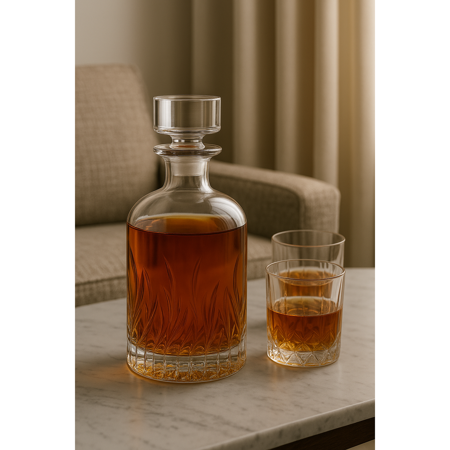 RCR - Luxe Fire Whiskey Decanter - 890 ML - Karaf – 890 ml – Gemaakt in Italië – Eco-Kristalglas – Transparant – Glazen Water- of Wijnkaraf – Vaatwasserbestendig – Milieuvriendelijk &amp; 100% Recyclebaar – Hoogte 17,3–22 cm