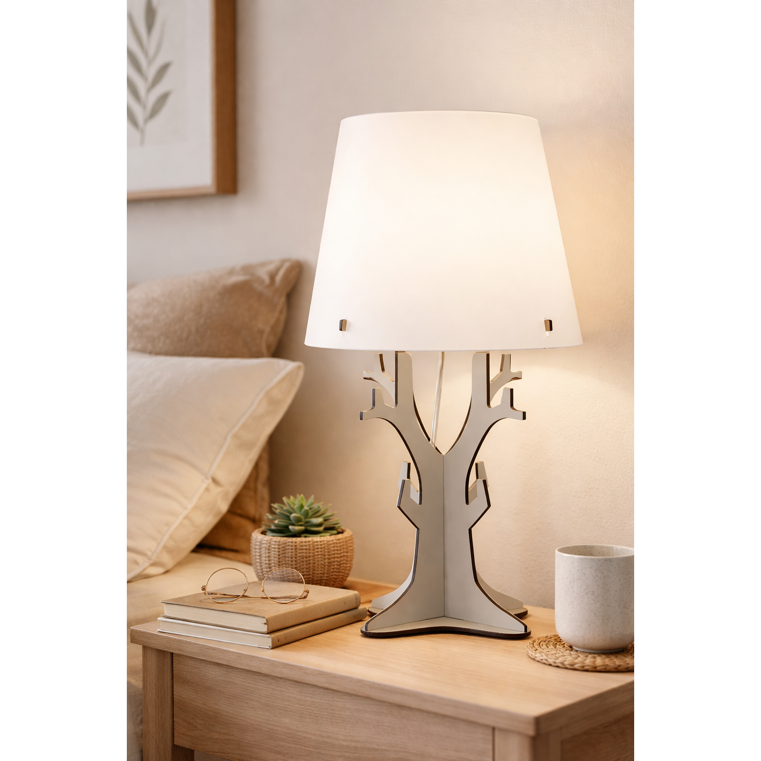 Eglo Huntsham tafellamp – houten tafellamp met groene kap – E27 fitting max 40W – decoratieve binnenverlichting – moderne design lamp voor woonkamer, slaapkamer of bureau – sfeerverlichting – houten lamp met stoffen kap