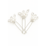 3 Stuks Zilverkleurige Haarspelden Met Parel En Kraal – Elegante Haarsieraden Voor Bruiloft Verloving Feest Prom – Kristallen Haarpins Met Fijne Afwerking – Luxe Haaraccessoires Voor Vrouwen – Zilverkleur Legering