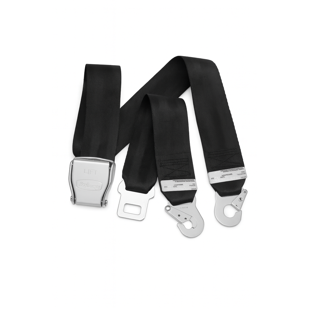 Vliegtuiggordel Riem – Aluminium Seatbelt Buckle met Verstelbare Band – Lengte 100 cm – Origineel Luchtvaart Design – Sterke Gesp van Aluminium – Handgemaakt – Geschikt voor Dagelijks Gebruik of Cadeau – Zilver