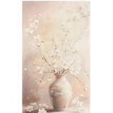 Bloesem in Vaas – Canvas Print 60 × 120 cm – Elegante Bloemendecoratie in Zachte Pasteltinten voor Woonkamer of Slaapkamer