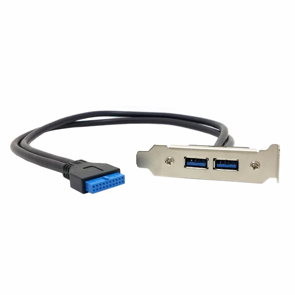 USB 3.0 Female naar 20-Pin Moederbord Adapterkabel met Laag Profiel PCI Bracket - 40 cm - Eenvoudige Installatie en Dubbele USB 3.0 Poorten