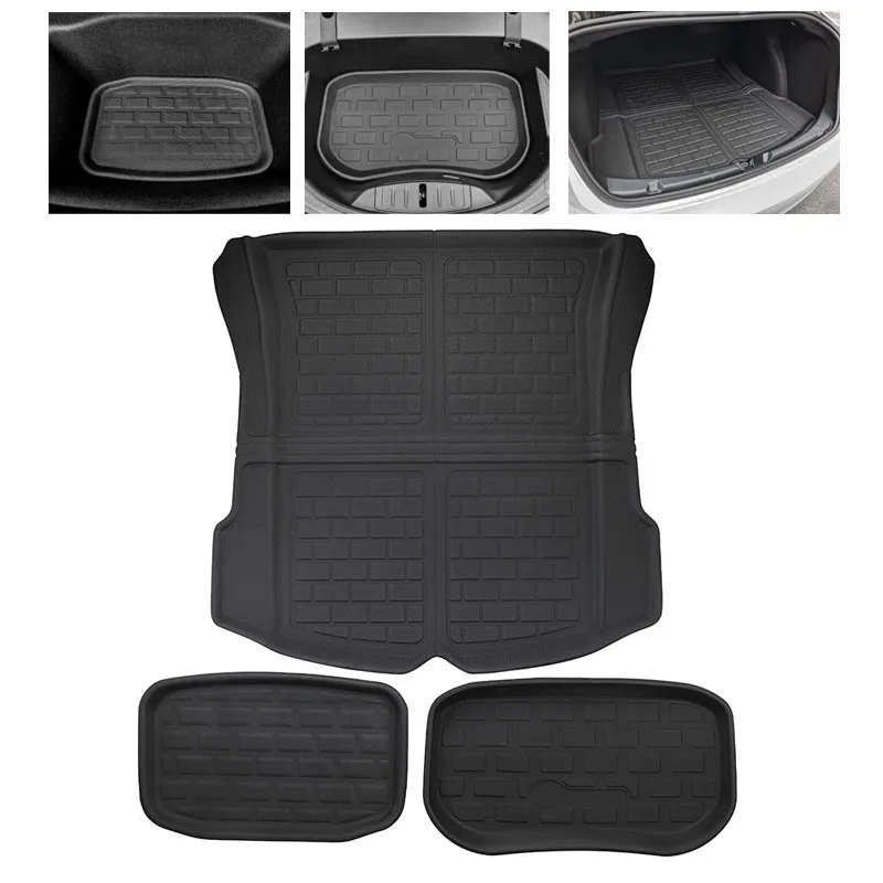 3 Stuks - Tesla Model 3 Voorportier Mat Set - Slijtvaste Deurmatten Voor Tesla Model 3 - Autovloermatten Voor Voorportieren - Precisie Pasvorm Voor Tesla Model 3 - Antislip Deurmatten Set - Beschermende Vloermatten Voor Tesla - Waterbestendige Voetmatten