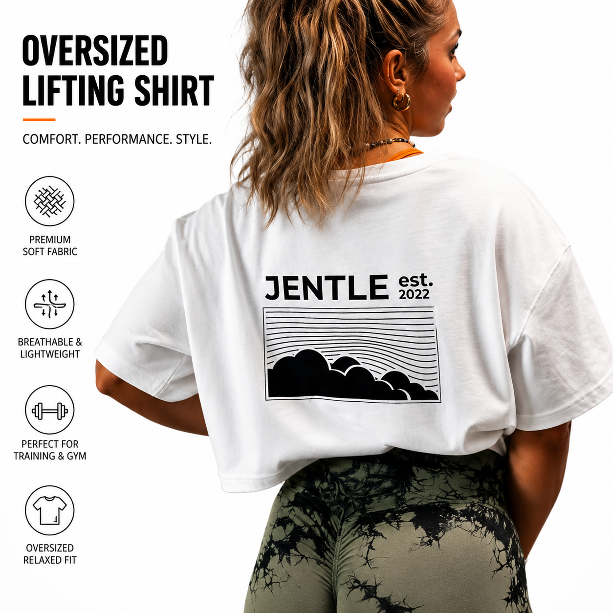 JNTL Lifting Club Oversized T-Shirt - Trendy en Comfortabele Mode, Verkrijgbaar in Navy Blauw en Wit, Maten S en L - Ideaal voor Sport en Vrije Tijd, Gemaakt van 100% Katoen, met Unieke Print en O-Neck Design, Gemakkelijk te Onderhouden Size S/L