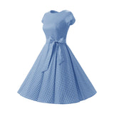 1950s Retro Swing Jurk voor Dames – Vintage Rockabilly Stijl – Knie-Lange Jurk Met Capmouwtjes – Volledig Uitlopende Rok – Ideaal Voor Feestjes, Bruiloften, Proms en Themafeestjes