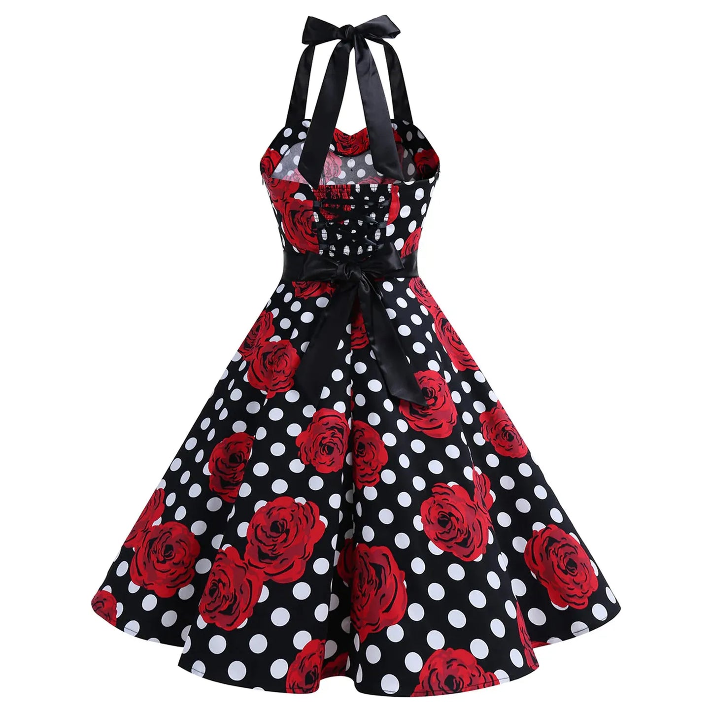 1950s Vintage Polka Dot Swing Jurk – Retro Rockabilly Cocktailjurk – Met Verborgen Ritssluiting en Elastische Rug – Knielang – Perfect Voor Proms, Bruiloften, Feestjes en Thema-Events