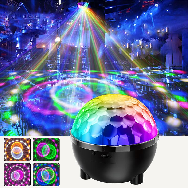 RGB disco lamp LED magic ball – roterende feestverlichting met voice control – USB Type C party light met 6 kleuren – stage lamp disco bal voor slaapkamer bar feest bruiloft karaoke en thuis party verlichting