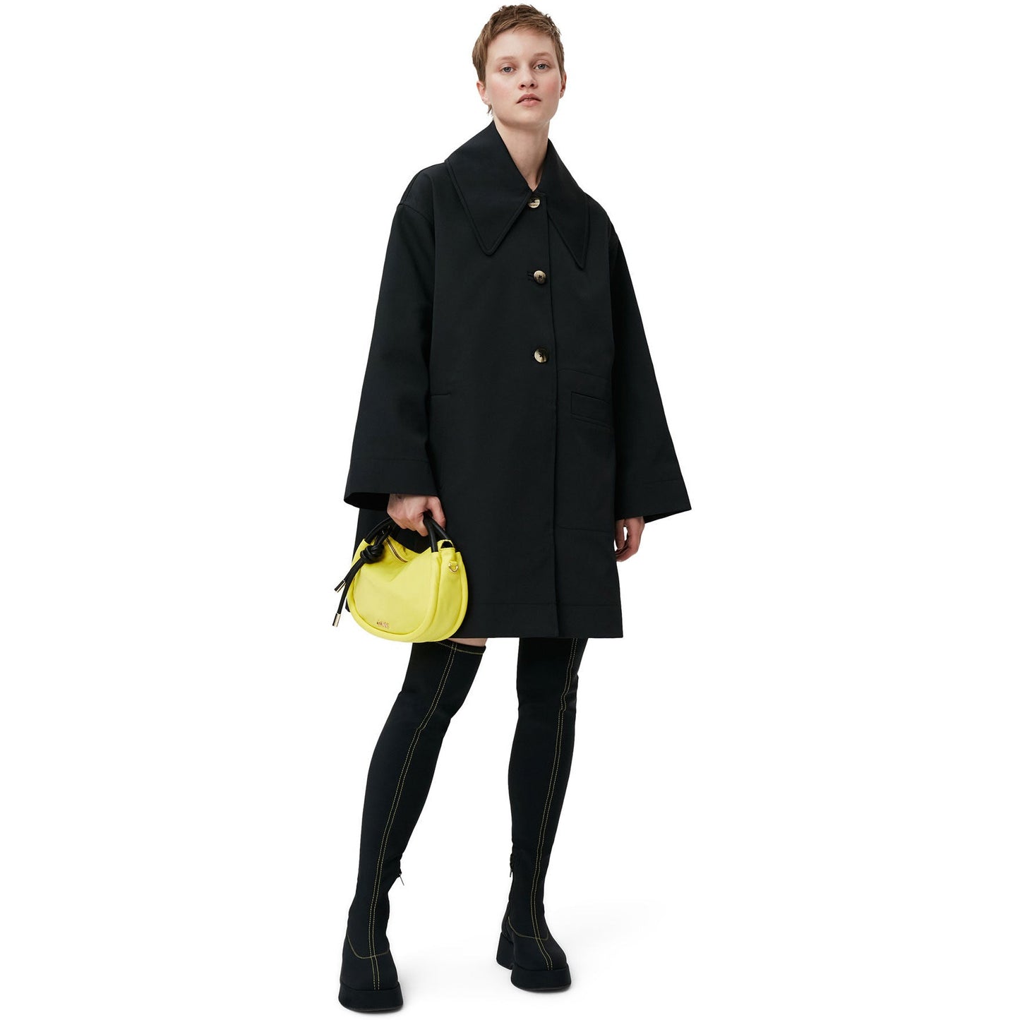GANNI - Heavy Twill Oversized Midi-Jas in Maat L/XL - Duurzaam, Stijlvol en Milieuvriendelijk