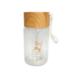 Glazen Theefles – Drinkfles met Houten Dop – Draagbaar – 200 ml – Voor Thee, Koffie en Dranken