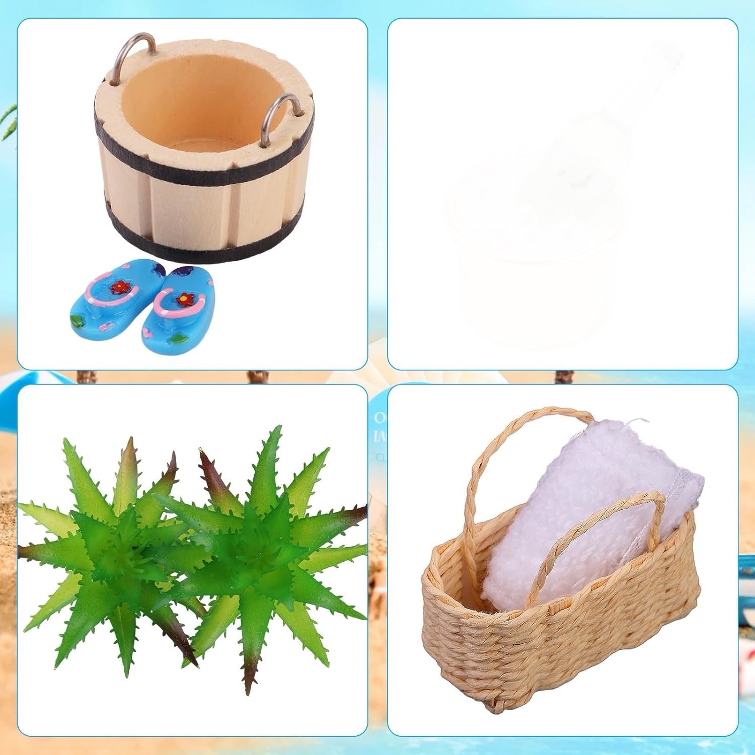 Miniatuur Sauna Accessoires Set - 11-Delige Wellness Deco Accessoires - Spa, Sauna, Wellness Cadeaukaart Idee - Miniatuur Lounger, Handdoek, Houten Ton, Emmer, Kunstplanten - Perfect Voor DIY Landschapsdecoratie En Cadeauverpakkingen