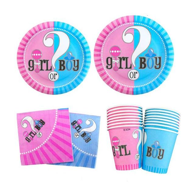Jongen of Meisje Servies Party Tafelgerei - Compleet Baby Shower Set met Cupcake Stand, Tafelloper, Decoraties en Meer