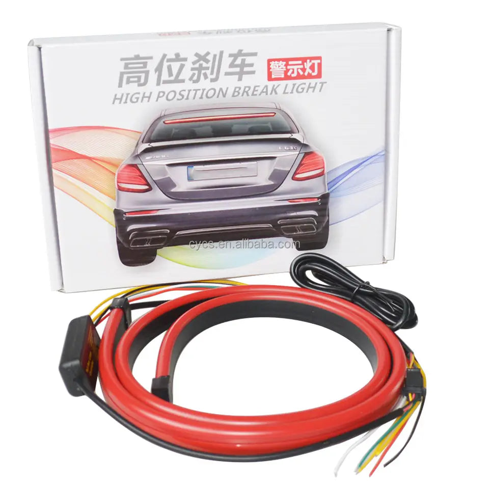Rode 100cm LED-strip voor auto met dynamische stroomachterlicht en waarschuwingslamp - 12V