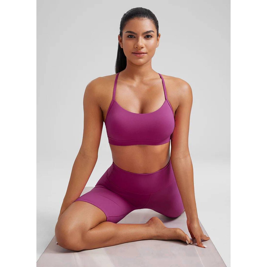 CRZ YOGA - Butterluxe Sport BH - Y Back - Spaghetti Bandjes - Licht Ondersteunend - Yoga Bra - Naadloos Sporttopje - Butterzacht - Afneembare Pads - Dames Sportbeha - Maat M