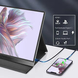 Touchscreen - Ultra-HD Draagbare Monitor - 15.6" - Ingebouwde Luidsprekers, 100% RGB - USB-C & Mini HDMI - Inclusief Aanpasbare Metalen Standaard & Beschermhoes - Perfect voor Laptop, Gaming & Mobiel